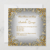 16 . Geburtstag Sweet 16 Gold Gray Silver Einladung (Rückseite)