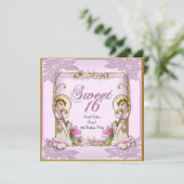 16 . Geburtstag Sweet 16 Hübsch Pink White Einladung (Stehend Vorderseite)