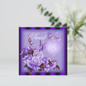 16 . Geburtstag, Sweet 16 Lila Butterfly Lila Einladung (Stehend Vorderseite)