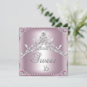 16 . Geburtstag Sweet 16 Silver Pink White Einladung (Stehend Vorderseite)