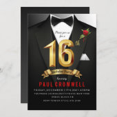 16. Geburtstag Sweet 16 Tuxedo Einladung (Vorne/Hinten)