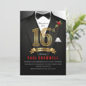 16. Geburtstag Sweet 16 Tuxedo Einladung (Stehend Vorderseite)