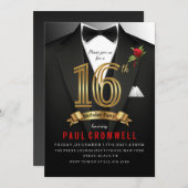 16. Geburtstag Sweet 16 Tuxedo Einladung (Vorne/Hinten)