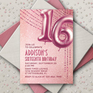 16. Geburtstag Teen Girl Rose Gold Einladung