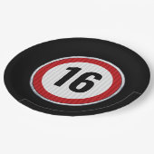 16. Geburtstag Tempolimit  Pappteller (Schrägansicht)