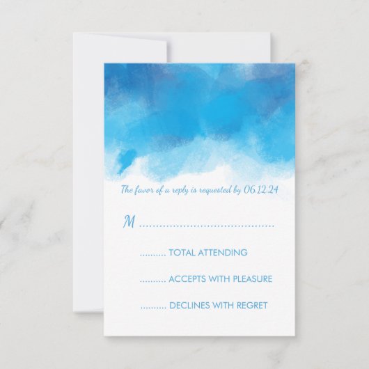 16 . Geburtstag UAWG Summer Blue Watercolor RSVP Karte (Vorderseite)