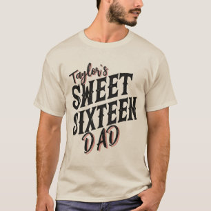 16 . Geburtstag Vater Moderner Schwarzer und Rosa T-Shirt