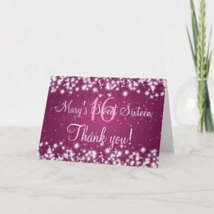 16 . Geburtstag Vielen Dank Winter Sparkle Pink Dankeskarte