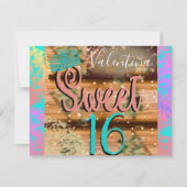 16 . Geburtstag Vintag Boho Turquoise Gold Rustika Einladung (Vorderseite)