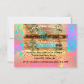 16 . Geburtstag Vintag Boho Turquoise Gold Rustika Einladung (Rückseite)