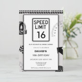 16. Geburtstag von Speed Limit Boy Einladung (Stehend Vorderseite)