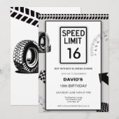 16. Geburtstag von Speed Limit Boy Einladung (Vorne/Hinten)