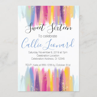 16 . Geburtstag Watercolor Glitzer Geburtstag Einladung