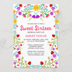 16 . Geburtstag Weißmexikanisches Fiesta Folk Einladung
