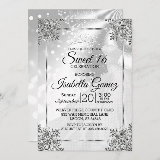 16 . Geburtstag White Princess Gown Einladung (Vorne/Hinten)