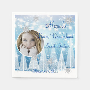 16 . Geburtstag Winter Wonderland Diamond Hearts Serviette