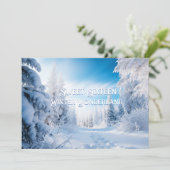 16 . Geburtstag Winter Wonderland Pine Tree Snow Einladung (Stehend Vorderseite)