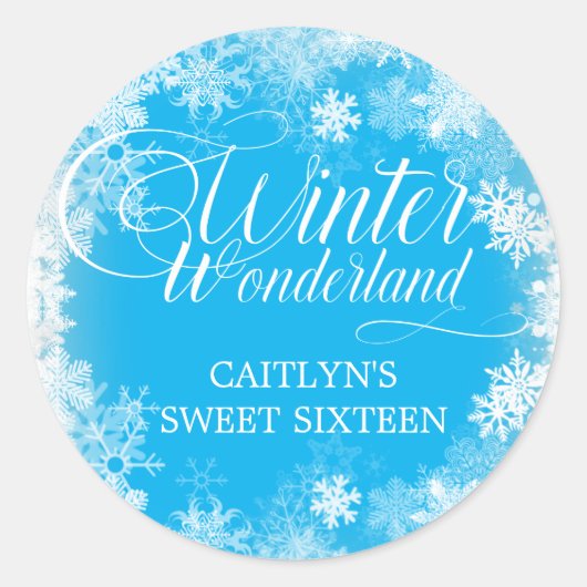16 . Geburtstag Winter Wonderland Snowflake Gefall Runder Aufkleber (Vorderseite)