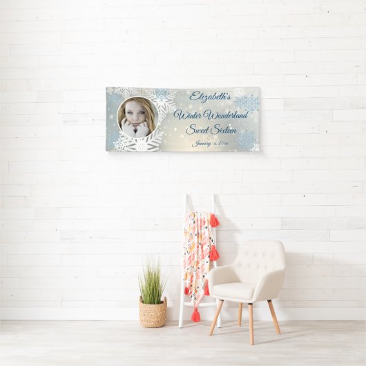 16 . Geburtstag, Winterwunderland, Schneeflocken, Banner (Insitu)