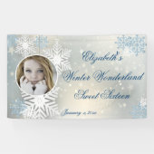 16 . Geburtstag, Winterwunderland, Schneeflocken, Banner (Horizontal)
