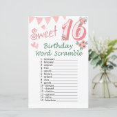 16. Geburtstag Word Scramble Game (Stehend Vorderseite)