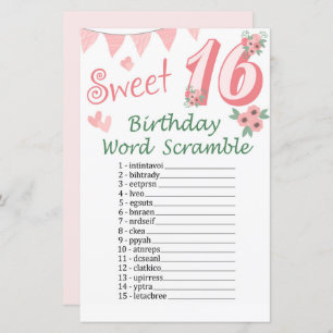 16. Geburtstag Word Scramble Game