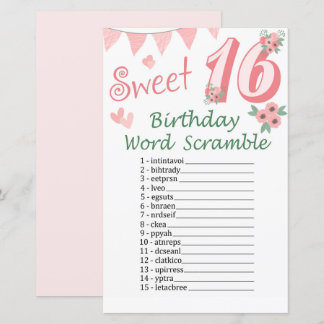 16. Geburtstag Word Scramble Game