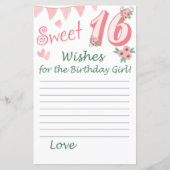 16. Geburtstag Wünsche für das Geburtstagsmädchen (Vorderseite)