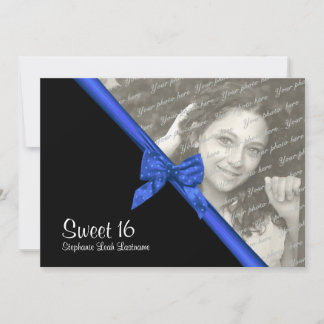 16 . Geburtstag Zebra und Blue Bow mit Foto Einladung