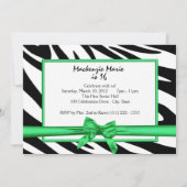 16 . Geburtstag Zebra und Ribbon Green Einladung (Rückseite)