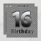 16. GEBURTSTAGLICHE EINLADUNG - METAL (Vorne/Hinten)