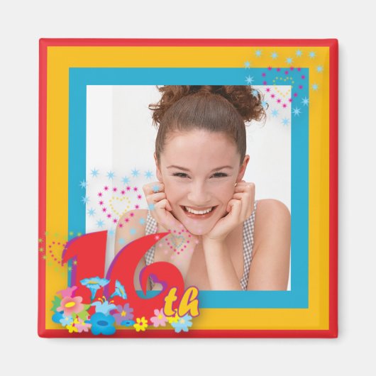 16. Geburtstags-Foto-Rahmen-Magnet Magnet (Vorne)