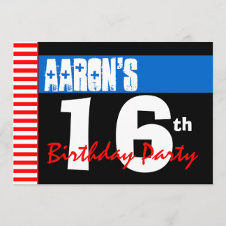 16. Geburtstags-Party-moderne helle blaue Sterne Einladung
