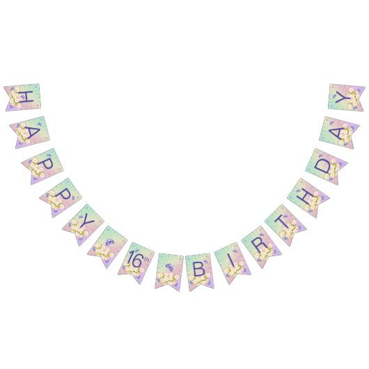 16. Geburtstags-Schmetterlings-Regenbogen-Garten Wimpelkette (Alle)