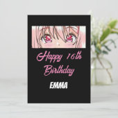 16. Geburtstagsanime Einladung (Stehend Vorderseite)