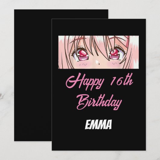16. Geburtstagsanime Einladung (Vorne/Hinten)