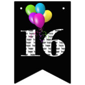 16. Geburtstagsballons Wimpelkette (Erste Fahne)