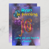 16. Geburtstagsfeier Einladung (Vorne/Hinten)