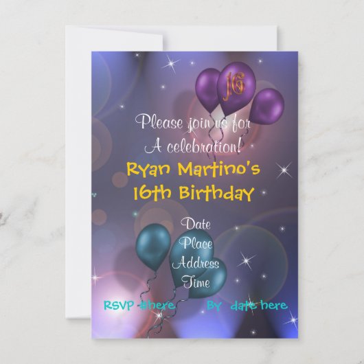 16. Geburtstagsfeier Einladung (Rückseite)