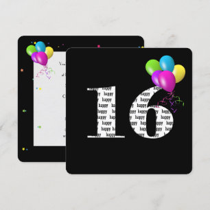 16. Geburtstagsfeier mit Ballon-Bunch Einladung