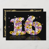 16. Geburtstagsfeier mit Blumenbriefen Einladung (Vorne/Hinten)