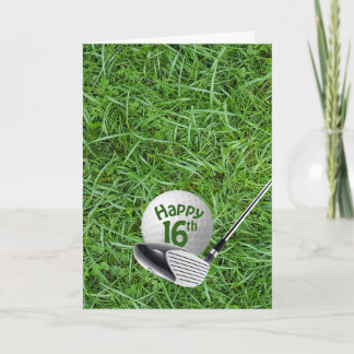 16. Geburtstagsgolfball auf Gras Karte