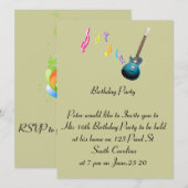 16. Geburtstagskarte Musikrock Einladung (Vorne/Hinten)