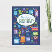 16. Geburtstagskuchen präsentiert BlueCard Karte (Vorderseite)