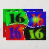 16. Geburtstagsparty - Abstrakt Einladung (Vorne/Hinten)
