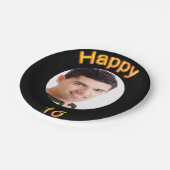 16. Geburtstagsparty Black Gold Foto Pappteller (Schrägansicht)