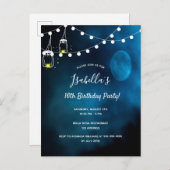 16. Geburtstagsparty blauer Mond-Leuchten Mason Gl Einladungspostkarte (Vorne/Hinten)