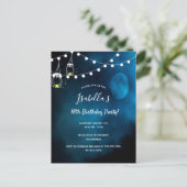 16. Geburtstagsparty blauer Mond-Leuchten Mason Gl Einladungspostkarte (Stehend Vorderseite)
