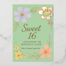 16 Geburtstagsparty Blumeninvition