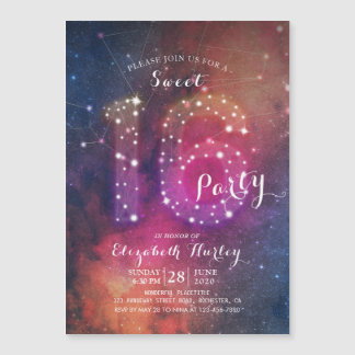 16. Geburtstagsparty Chic Galaxy Star Constellatio Magneteinladung
